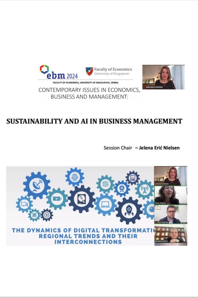 Autorka kao chair na sesiji konferencije, ppt ucesnici slušaju video konferenciju izlaganje naučnog rada